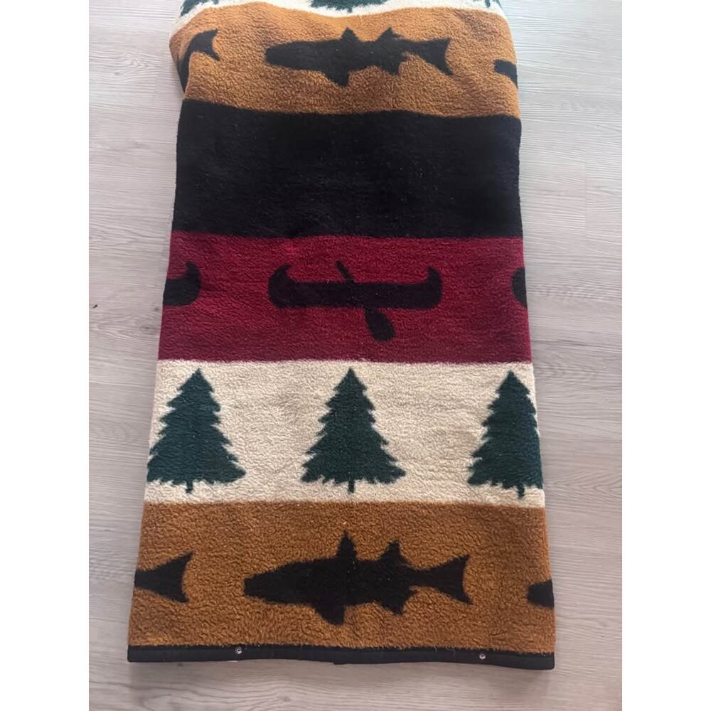 Vintage Biederlack Cuddle Wrap Blanket Southwest Snap Camp Zip Wearable - Picture 7 of 10